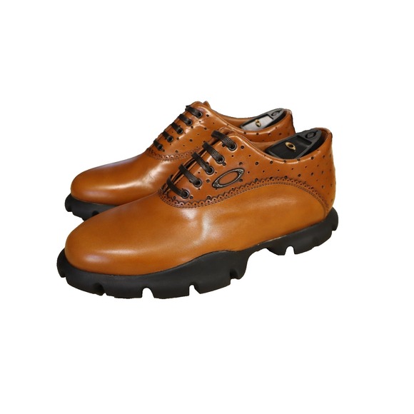 Vintage Oakley Tuxedo Golf Shoes Mens Size 7 W Brown Leather Made in Italy Cleat main image 10